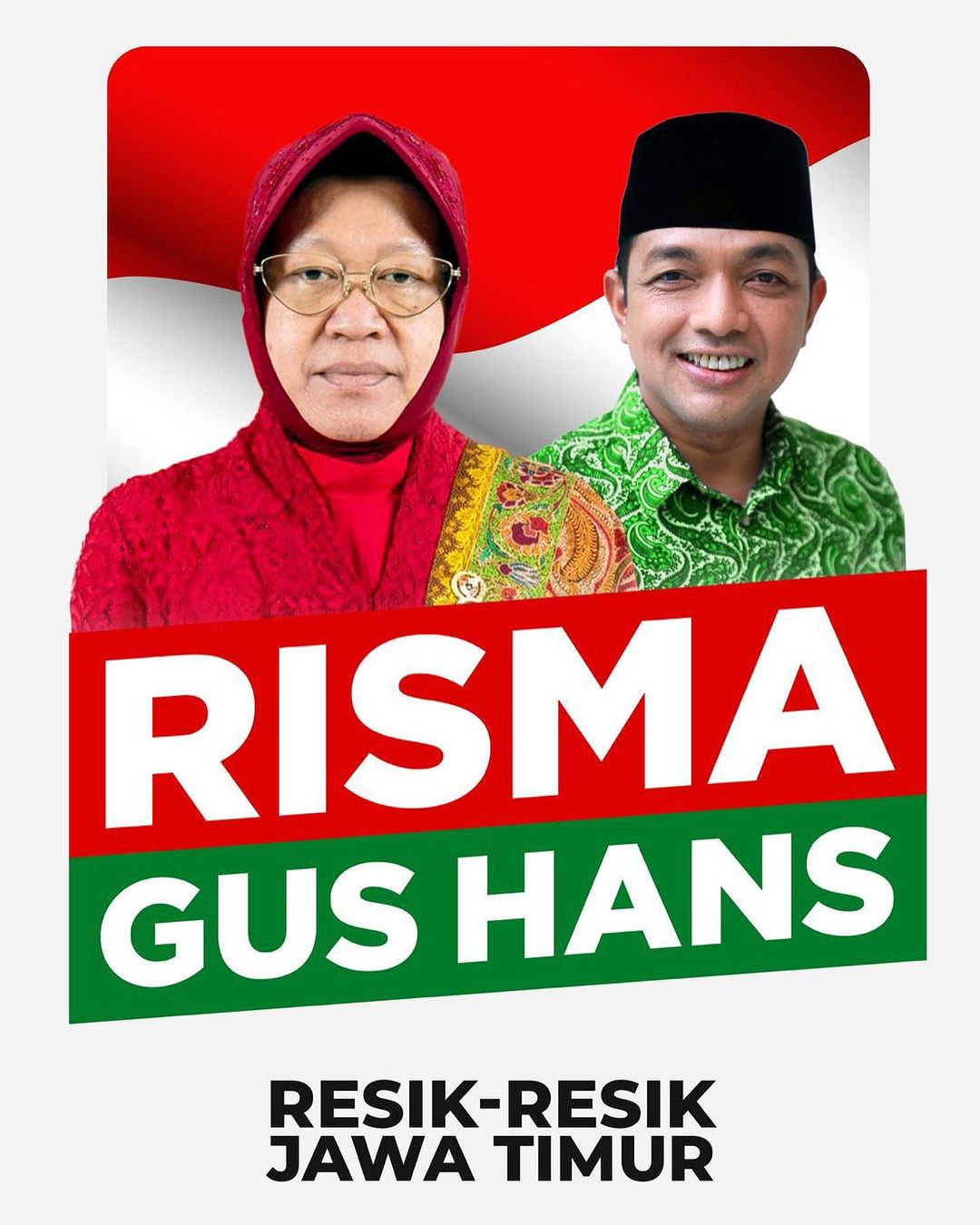 Foto : Tri Rismaharini - Azrul Azhar Ananta (Gus Hans)